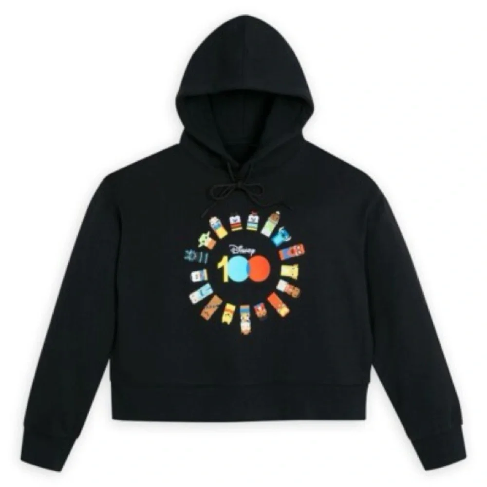 NWT Disney 100 Unified embroidered Cropped Hoodie Sweatshirt size Large - Picture 2 of 7